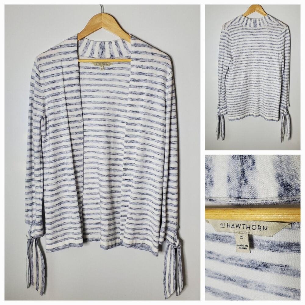 41 Hawthorn Stretchy knit striped open front cardigan Size Medium